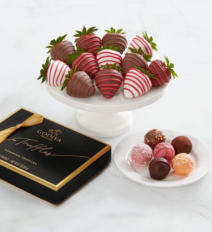 Godiva® 12pc Signature Truffles & Love & Romance Strawberries
